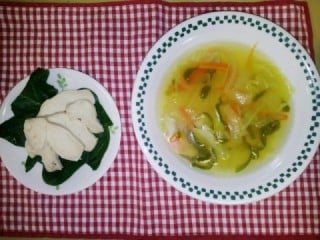 チキンハムとスープ